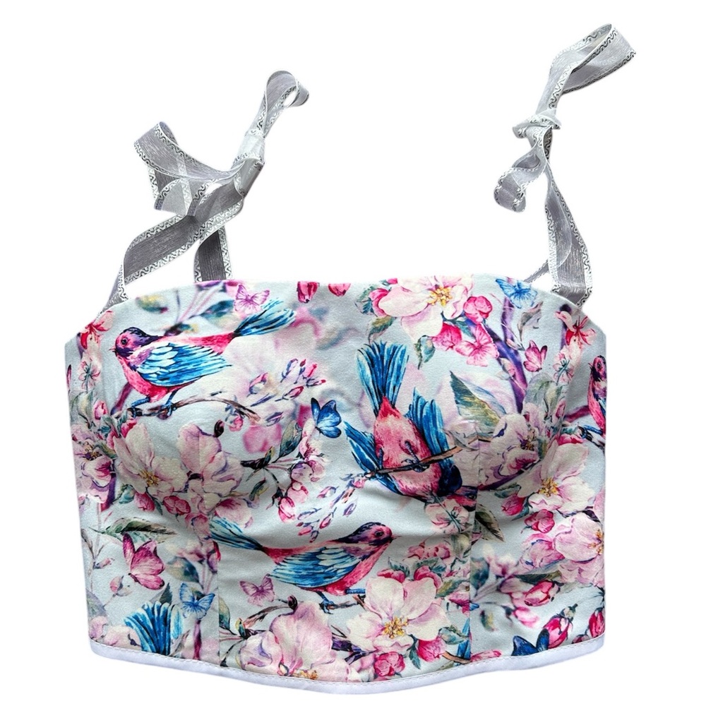 Blossom Sky Crop Top Corset Vintage